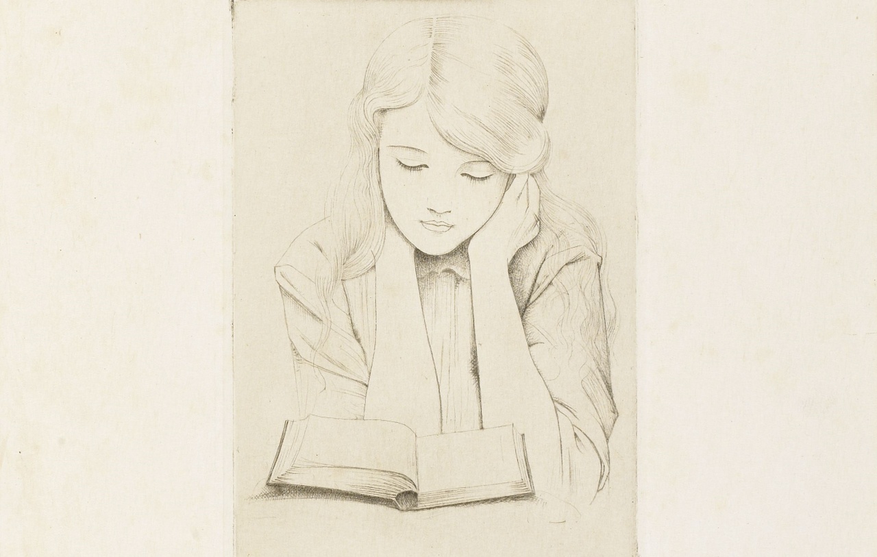 Jan Heyse, Lezend meisje, drogenaaldets, 1915. Collectie Zeeuws Museum, inv.nr. M61-029 (2).jpg