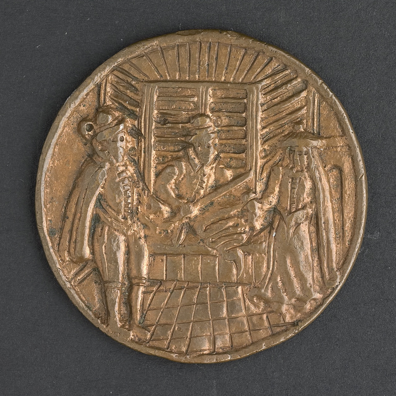 Penning van het zijde-wol en lakenkopersgilde (en kramers) te Middelburg, 1595, François Baillet