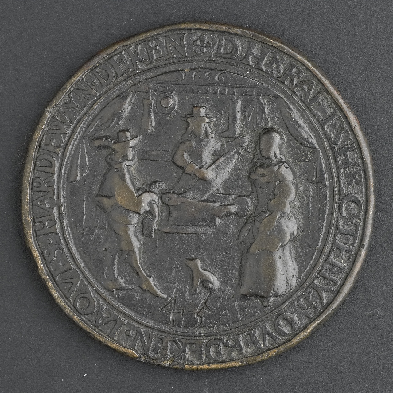 Penning van het gilde van zijde-, wol- en lakenkopers en kramers te Middelburg, 1656