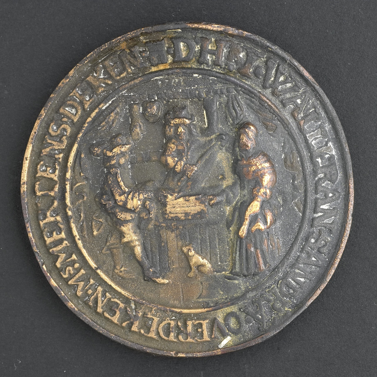 Penning van het gilde van zijde-, wol- en lakenkopers en kramers te Middelburg, 1705