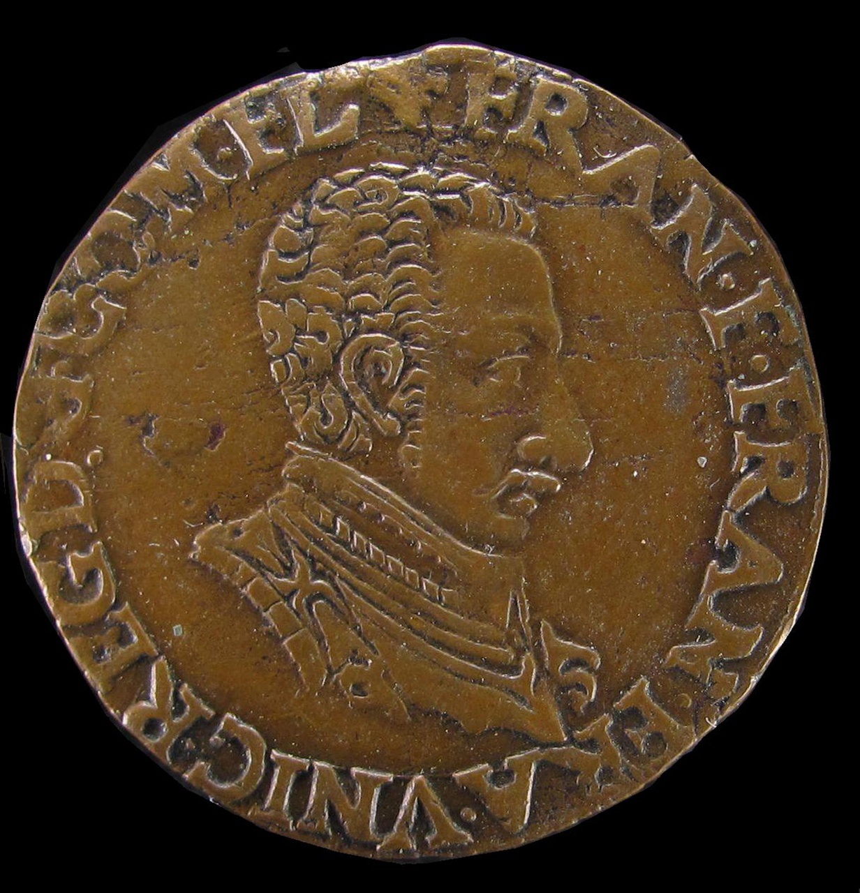 Legpenning met borstbeeld van de hertog van Anjou, 1582