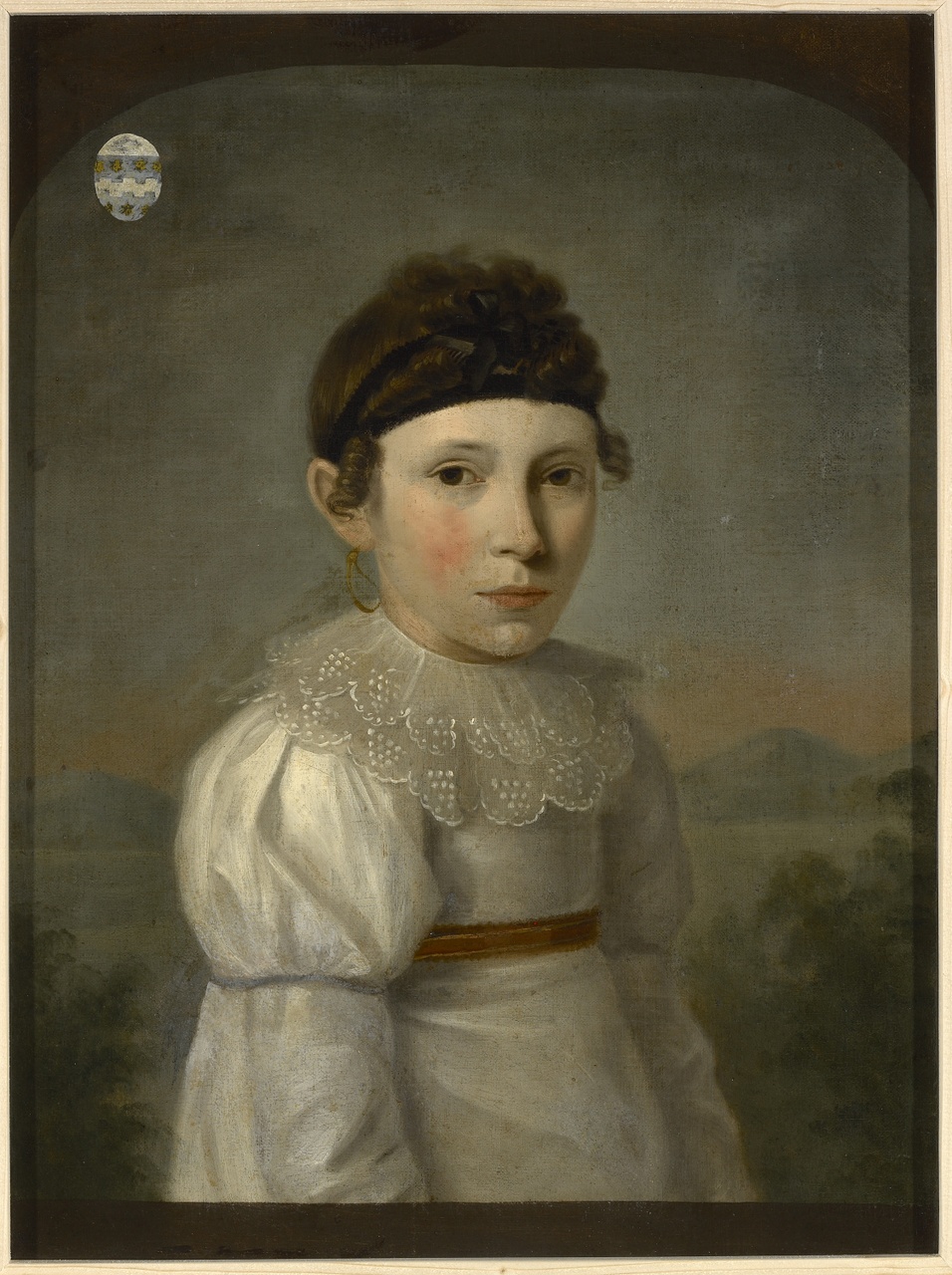 Portret van Adriana Wilhelmina van Citters (1801-1874) is de dochter van Wilhem van Citters en Maria Petronella van Hogendorp en het zusje van Pieter Damas van Citters I (1807-1888) en zusje van Wilhelmina Petronella (1805-1852)., Charles Howard Hodges