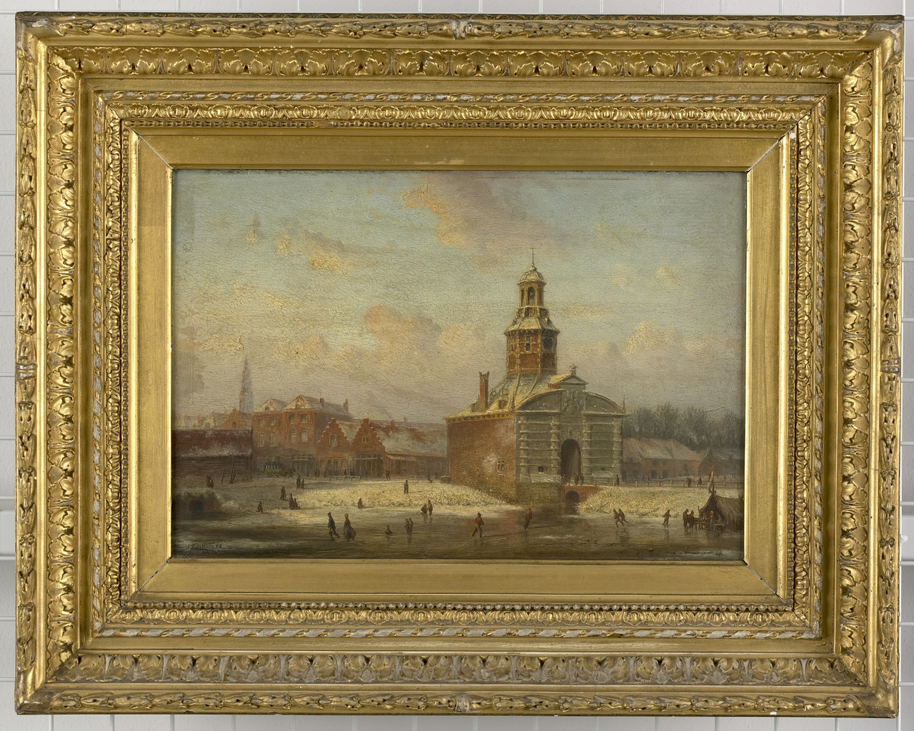 Vlissingse poort te Middelburg in de winter vanaf de buitenzijde van de stad gezien., Jan Frederik Schütz