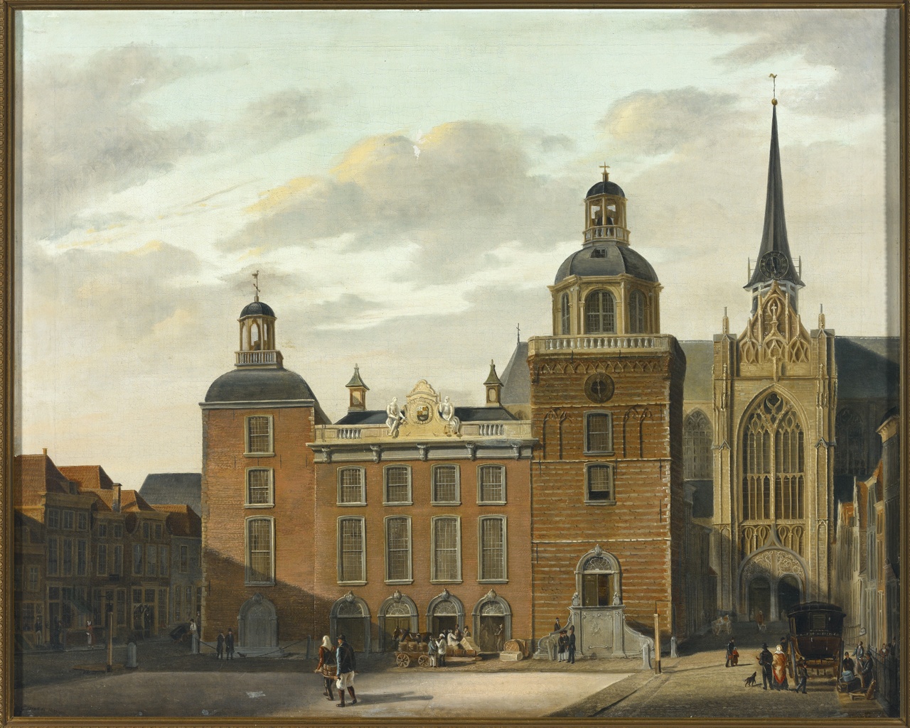 Stadhuis te Goes met in de achtergrond de Magdalenakerk, G. Braam