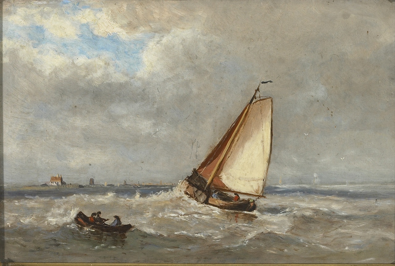 Zeilschip en roeiboot, Jan Frederik Schütz