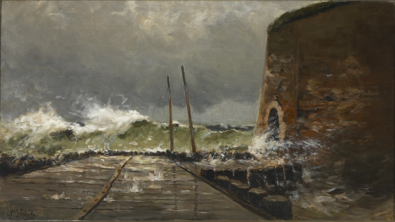 Storm bij het Roeiershoofd te Vlissingen, Willem Johannes Schütz