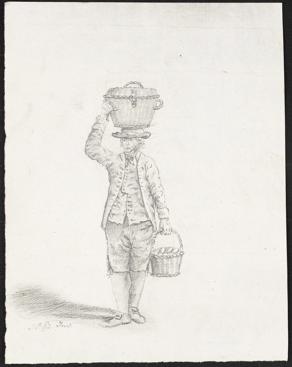 Studie van een jongeman met manden, Johan Pieter Bourjé
