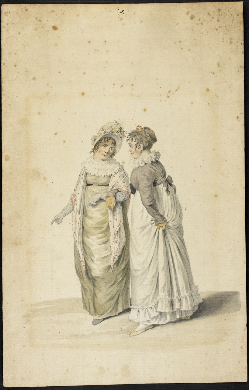 Studie van twee staande vrouwen, gearmd, Johan Pieter Bourjé