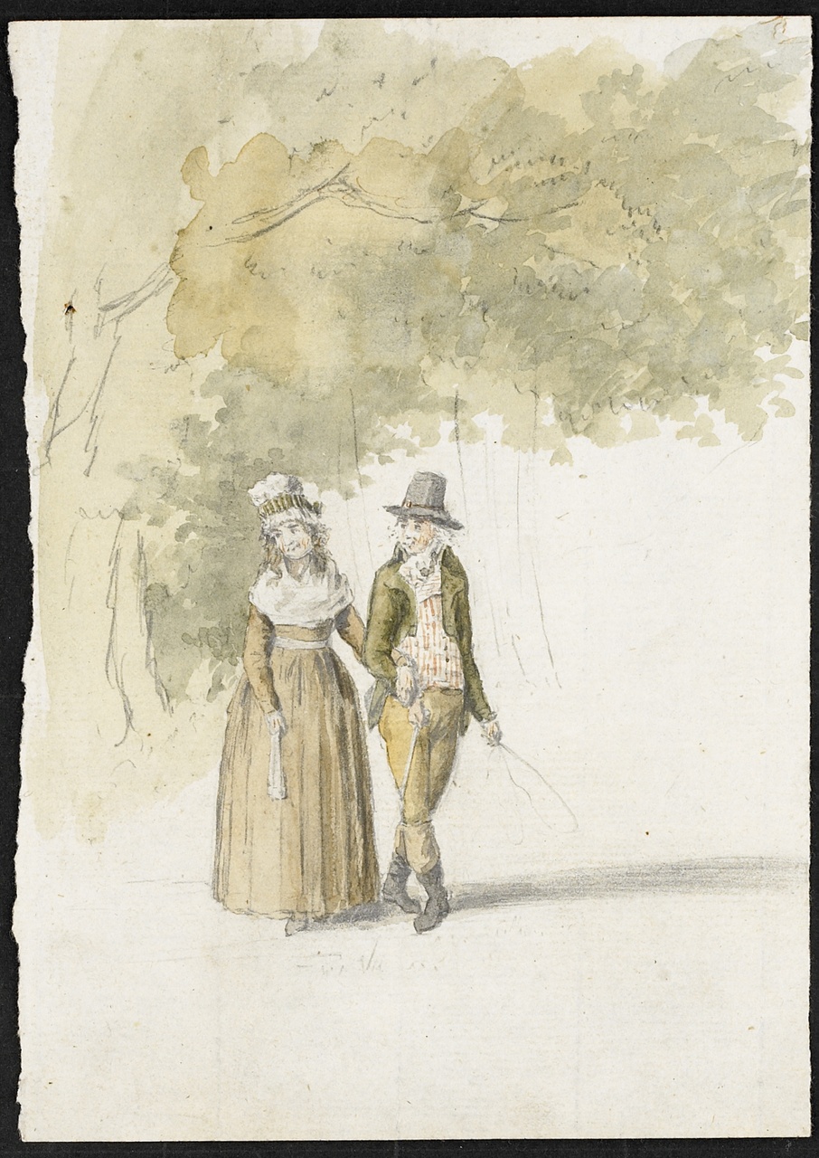 Studie van een wandelend paartje, Johan Pieter Bourjé