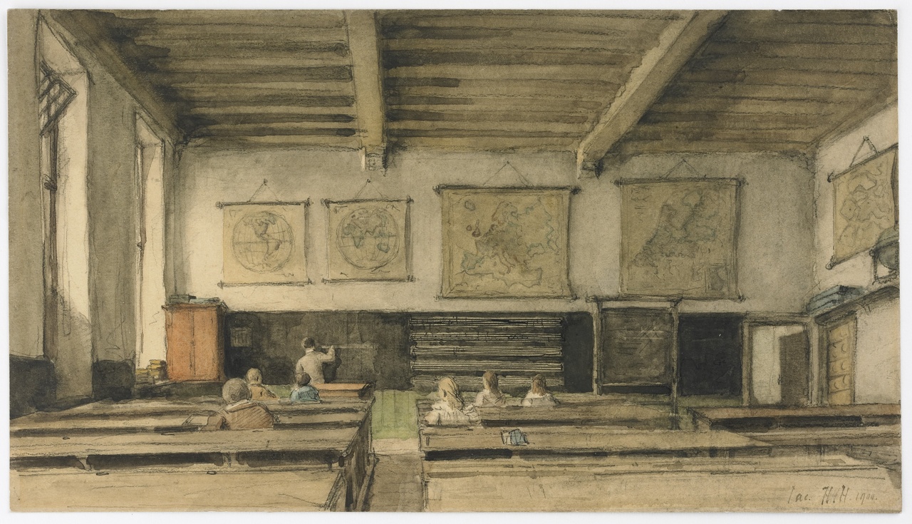 Interieur school aan de Lange Delft te Middelburg, Jacob Huijbrecht Hollestelle