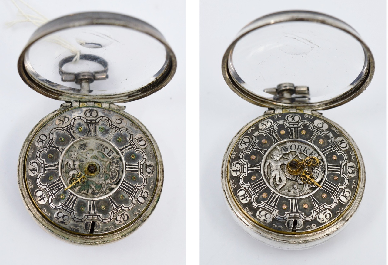 12 Conservering voor en na behandeling van zakhorloge (zilver, schildpad), 18de eeuw, collectie Zeeuws Museum, foto Iris Mahu.jpg