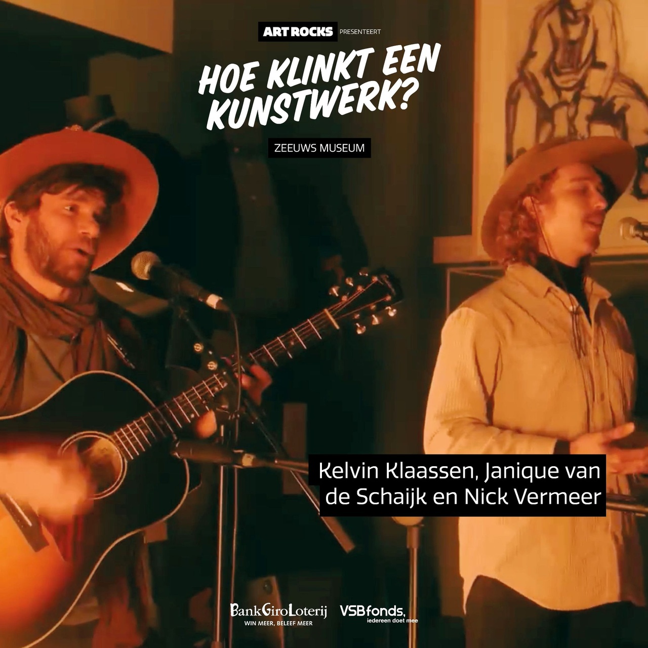 Winnaar Art Rocks Zeeuws Museum  artiest - Kelvin Klaassen, Janique van de Schaijk en Nick Vermeer. Foto Art Rocks