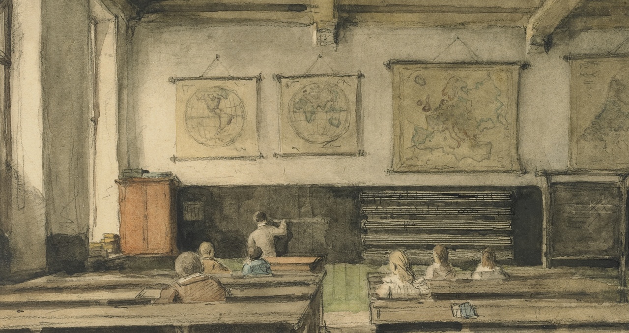 Interieur school aan de Lange Delft te Middelburg - Jacob Huijbrecht Hollestelle in 1904.jpg